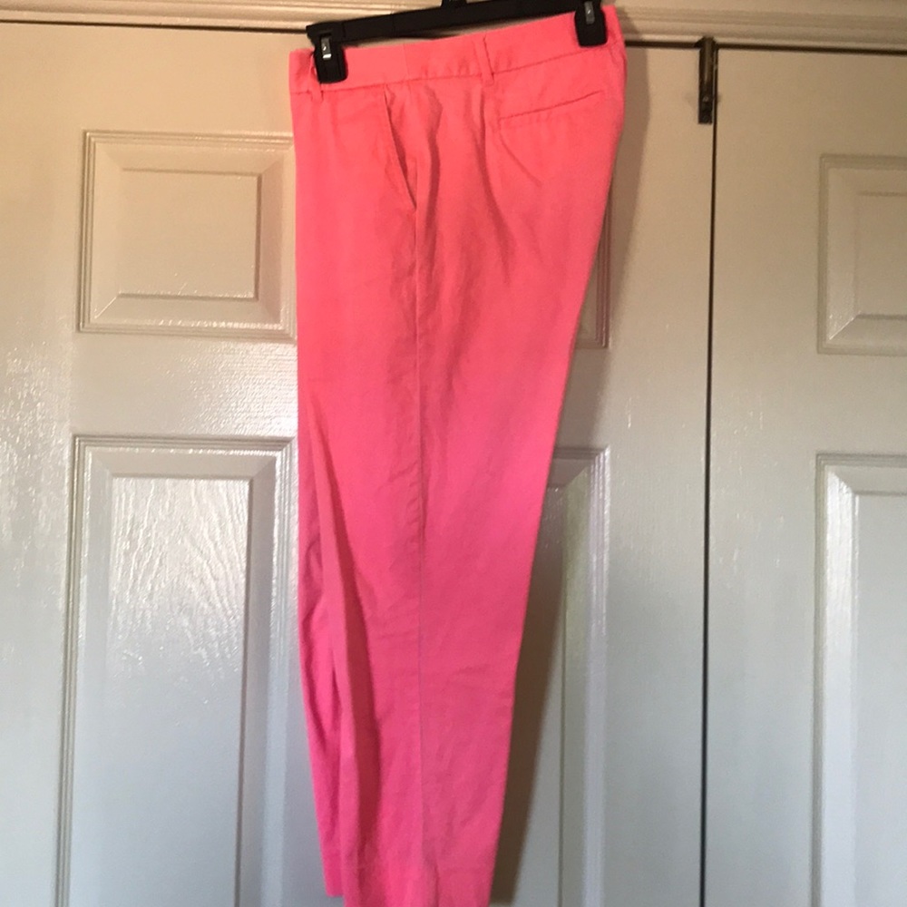 J Crew cropped pants in neon pink